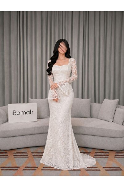 Bamah فستان ابيض دانتيل راقي