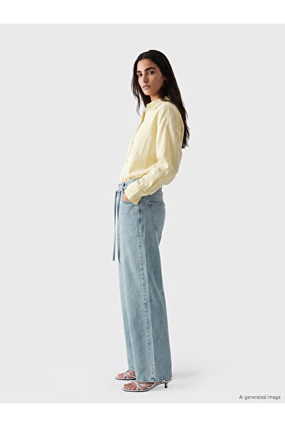 LC Waikiki New Season Lcw Jeans Indigo High Waist Wideleg Women's Jean Trousers
