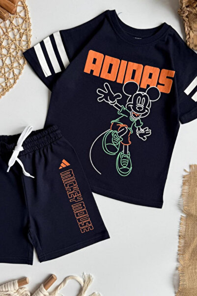 NOBLEKIDS Boys Mickey Mouse Printed T-Shirt and Shorts Set Navy Blue