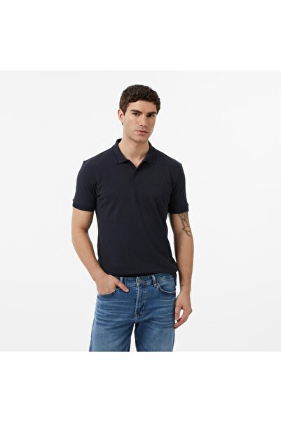 BOSS Erkek Normal Kesim Pamuklu Göğüste Logo Detaylı Kısa Kollu Lacivert Polo...