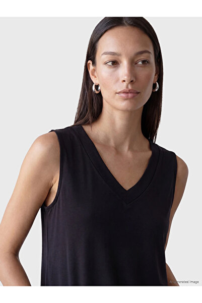 LC Waikiki Black V-Neck Modal Blend Women's Undershirt