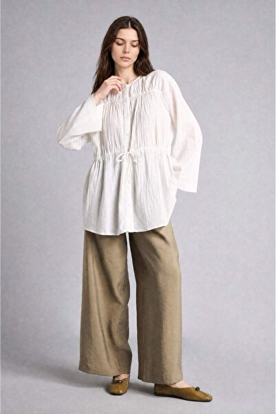DeFacto Wide Leg Modal Light Khaki Trousers H8783Ax26Sm