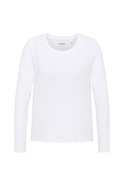 Mustang Damen Langarmshirt - Elly, Longsleeve, Regular Fit, Rundhals, Baumwolle