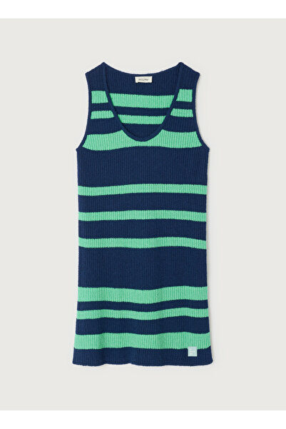 American Vintage Lacivert Kadın V Yaka Standart Fit Elbise NAG14AE26