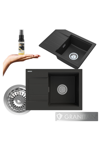 Granitan Set Chiuveta Granit cu Sifon, Granitan, 580x420x185mm, Montaj Incast...