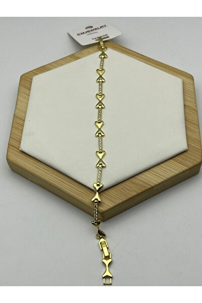 BİJU YILMAZ Stone Heart Chain Bracelet - 26Cmblk23