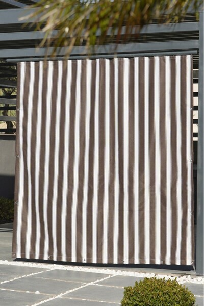 ALTINPAMUK Brown White Balcony Curtain with Enxboy Option and Eyelets, Rainpr...