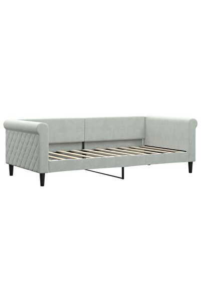 vidaxl Cadru de pat, gri deschis, 90x190 cm, catifea