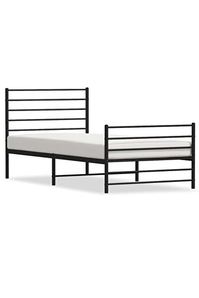 vidaxl Cadru pat metalic cu tăblii de cap/picioare, negru, 90x190 cm