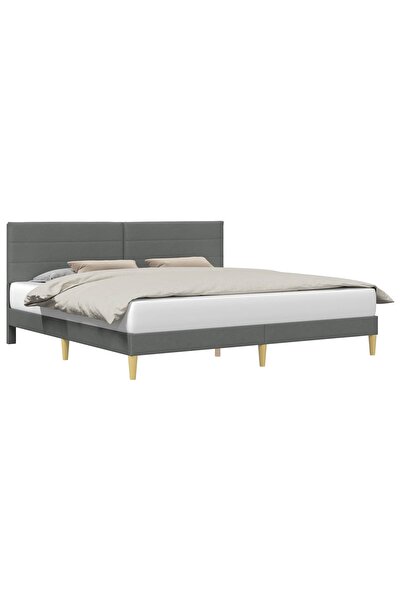 vidaxl Cadru de pat cu headboard Gri închis 180 x 200 cm Țesătură