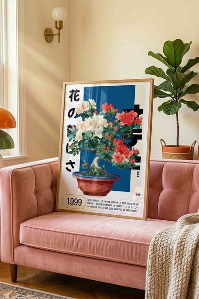 Buka Shops Flowering Bonsai Azalea Potted Painting Retro – Botanical Illustra...