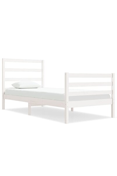 vidaxl Cadru de pat single, alb, 90x190 cm, lemn masiv de pin