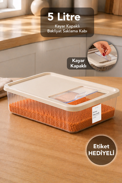 Meleni Home Recipient de depozitare cu capac glisant de 5 litri - Organizator...