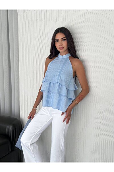 Noa&Noa Hakim Collared Layered Blouse - Baby Blue Baby Blue