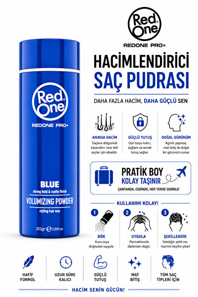Red One Redone Premium Mavi Toz Wax 20 Gr - Hafif Formül & Güçlü Etki & Kalıc...