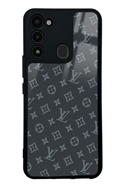 Spoyi Tecno Spark 8C Gray LV Tasarımlı Glossy Telefon Kılıfı