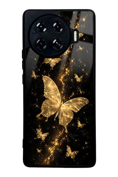 Spoyi Tecno Spark 20 Pro Plus Yellow Galaxy Butterfly Tasarımlı Glossy Telefo...