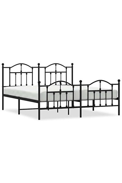 vidaxl Cadru pat metalic cu tăblii de cap/picioare, negru, 183x213 cm