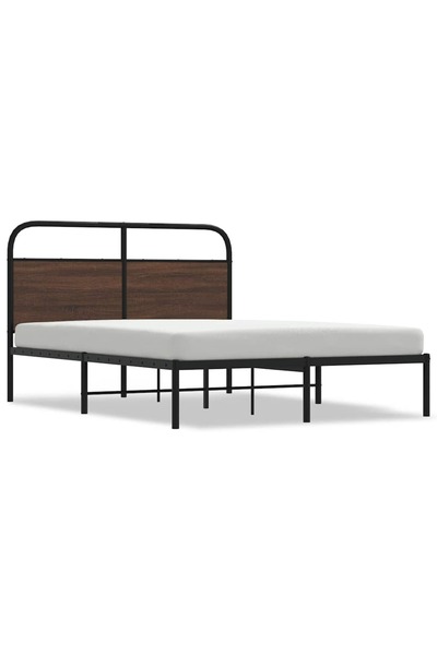 vidaxl Cadru pat fără saltea stejar maro, 135x190 cm, lemn prelucrat
