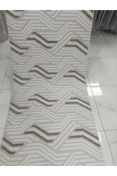 HALI Modern Desenli, Bambu Dokulu, Kaymaz Tabanlı, Yıkanabilir 4 Mevsim Lüks Halı Yolluk