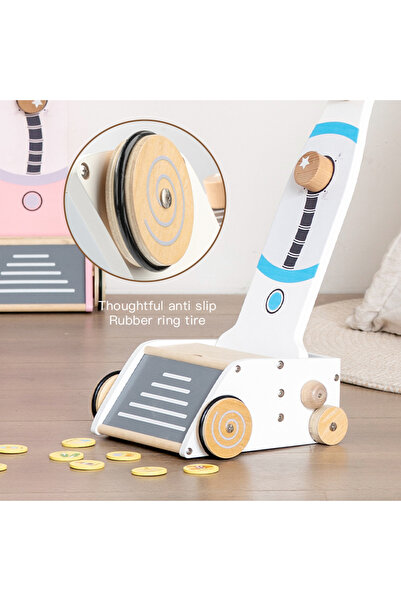 Factory Price Wooden Magnetic Vacuum Cleaner Push Toy – Blue