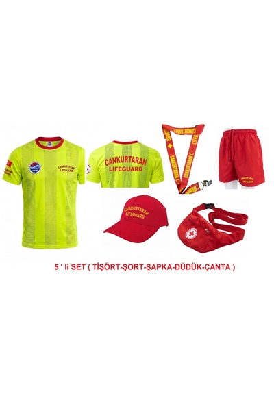 MARTEN Set5 Cankurtaran Lifeguard Logo 5-Piece Set Dry Touch Quick Drying Fab...