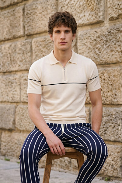 comstar Men's Relaxed Trend Cream Polo Neck T-Shirt