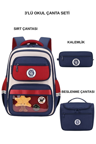 Color Bags مجموعة حقائب مدرسية مكونة من 3 قطع B90 باللون الأزرق الداكن