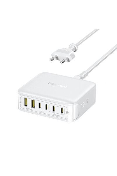 Baseus Stație de încărcare EnerFill FH21 120W GaN, 4x USB-C, 2x USB-A, Alb