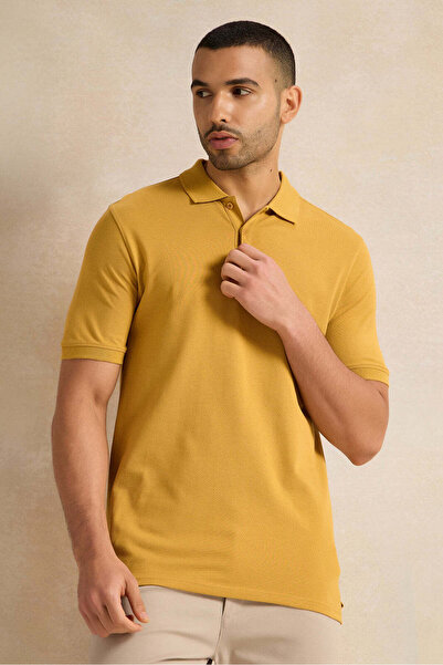 REDTAG Men Mustard Solid Polo Shirt