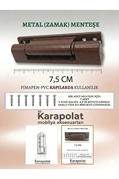 KARAPOLAT Pimapen Menteşesi Pvc Kapı / Pencere Koyu Kahverengi 75 Mm