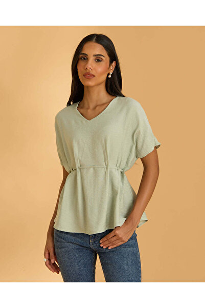 REDTAG Women Green Peplum Blouse