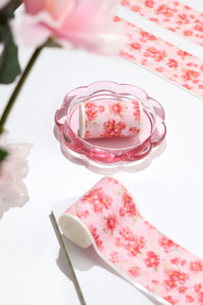 Hume Craft Bandă Washi cu model floral roz, 2 metri, pentru Bullet Journal și...