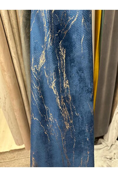 MERT TEXTILE Draperie catifea premium, model marmură cu inserții aurii, albas...