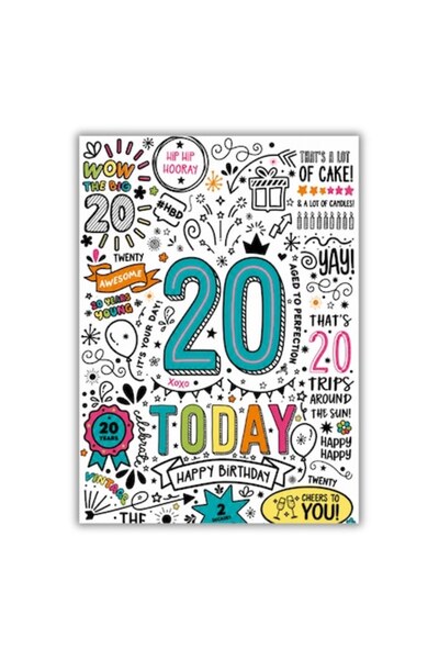 OEM Felicitare 13x18 cm cu plic, aniversare/la mulți ani 20 ani