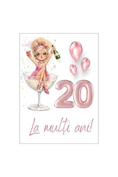 OEM Felicitare aniversară 20 de ani cu plic, 13x18 cm