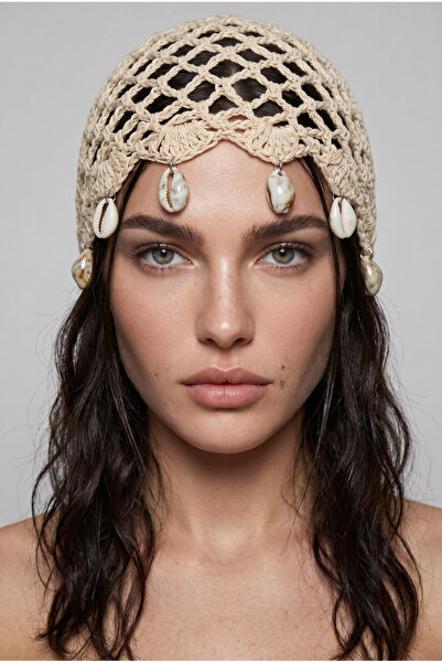 Alice İsstanbul Cream Sea Shell Knitted Beanie&Hat