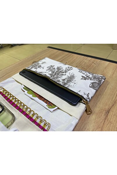 GÖKDAĞ BEDDING Fermuarlı Kahverengi Desenli El Yapımı Tablet Kılıfı Organizer...