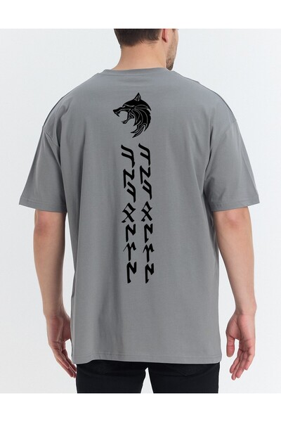 VEK Kökbörü Oversize T-Shirt Göktürk Letters Special Design 100% Cotton Unisex