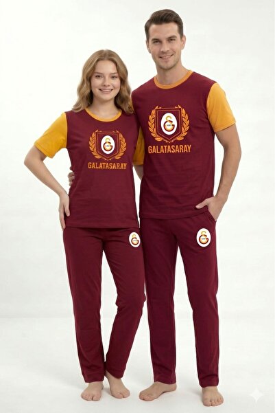 Galatasaray Valentine's Day, Paired Combination Short Sleeve Crew Neck Pajama...