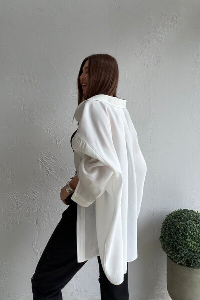 ELVAN TOLON Single Pocket Oversize Shirt White