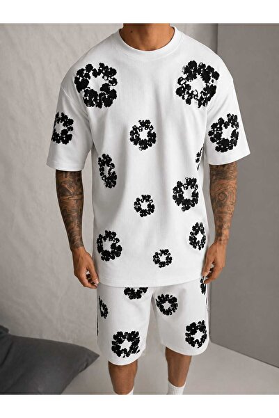 LOTS MODA Set unisex supradimensionat cu model floral, la modă