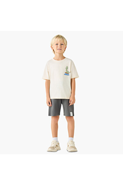 Juniors Crew Neck Short Sleeves T-shirt and Shorts Set with Drawstring Closure