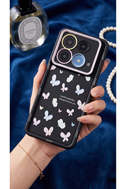 TechTrove İnfinix Note 40 ve Note 40 Pro İçin Uyumlu Siyah Zemin Kelebekli ve...