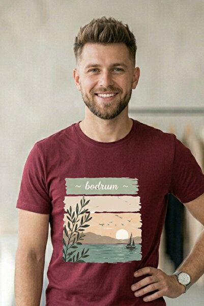 Baran Işık Bodrum Sunset and Olive Branch Themed Pastel T-Shirt