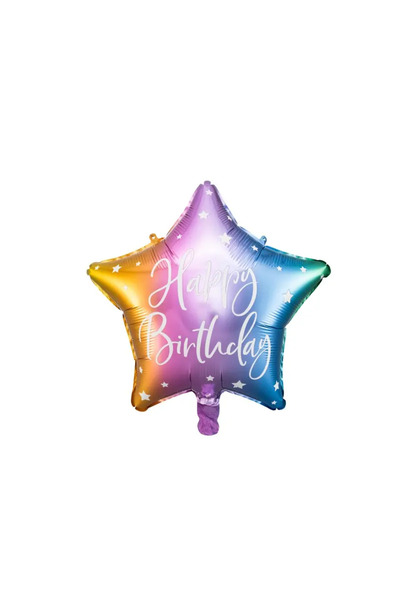 Partydeco Balon foliowy în formă de stea La mulți ani curcubeu
