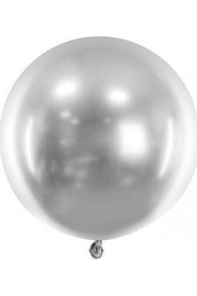 Partydeco Balon Jumbo din Latex, Lucios, Argintiu, 60 cm