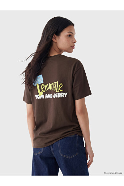 LC Waikiki Tricou de damă cu guler rotund și imprimeu Tom și Jerry