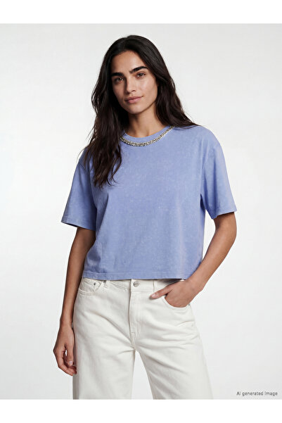 LC Waikiki Tricou de damă din bumbac 100% cu strasuri