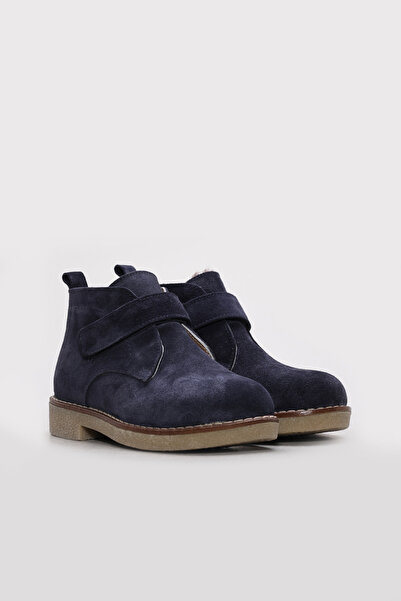 Ayakkabıhane Quality Genuine Suede Leather Navy Blue Unisex Children's Boots ...